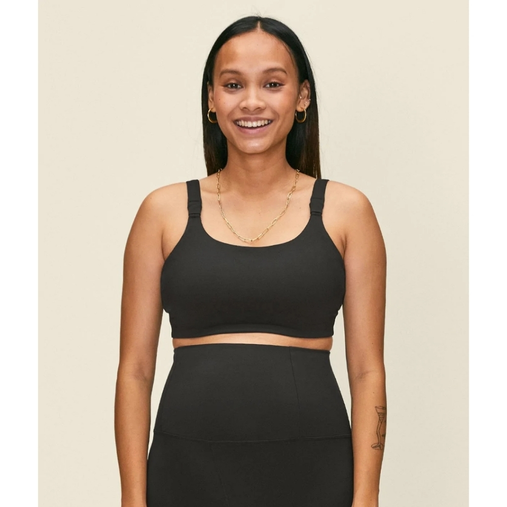 Girlfriend Collective, Black Ellie Clip Nursing Bra, M